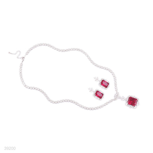 neckline set n+e fine zircon lux-silver-red