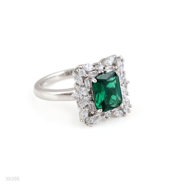 ring fancy rectangle zircon lux-silver-green