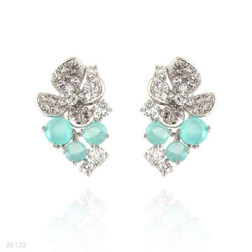blossoming ice green flower silver earrings