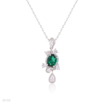 pendant 3a zircon with drop lux-silver-green