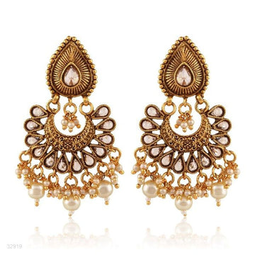 antique pearl polki gold earrings